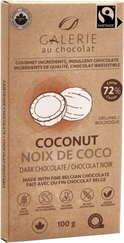 Galerie Au Chocolat 72% Dark Coconut Chocolate Bar