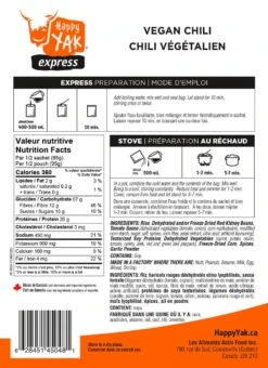 Happy Yak Vegetarian Chili 5 Happy Yak Vegetarian Chili -Camping Promotion Store image 2213