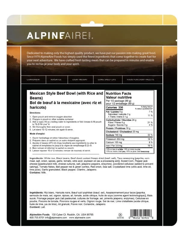 AlpineAire Mexican Style Beef Bowl 3 AlpineAire Mexican Style Beef Bowl - Image 3