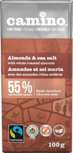 Camino Almonds & Sea Salt Dark Chocolate Bar 55%